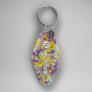 Lululemon Diamond-Shaped Hotel Keychain Sonic Yellow Purple Blossom